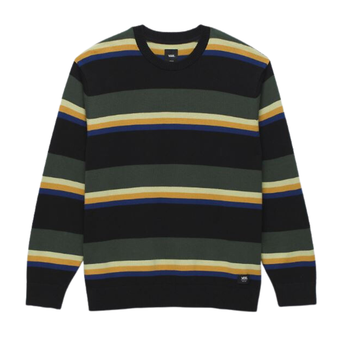 VANS TACUBA STRIPE CREW SWEATER Herren Hoodie - BLACK/DEEP FOREST - Herren Hoodie 
