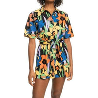 REAL YESTERDAY - Roxy - ANTHRACITE FLOWER JA - Kleid Kurz