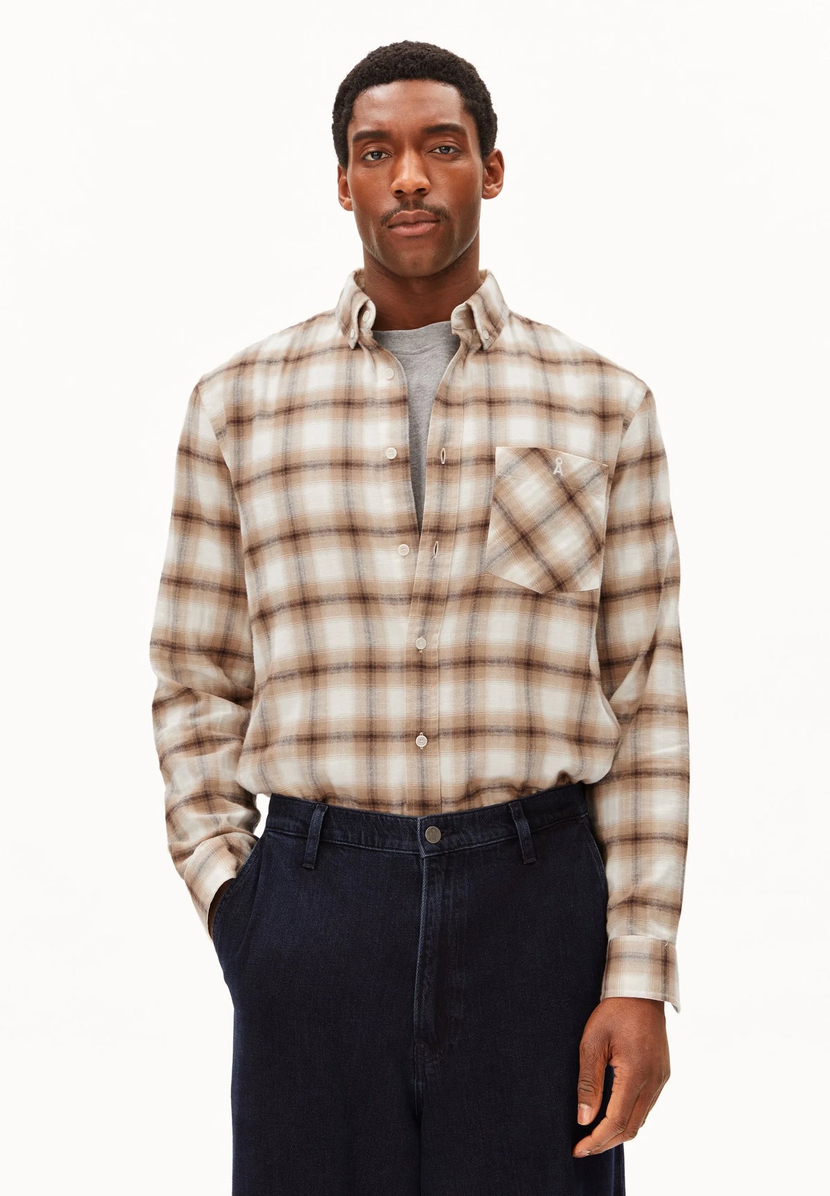 Cotton Check Longsleeve Shirt Honey Reed Bild 1