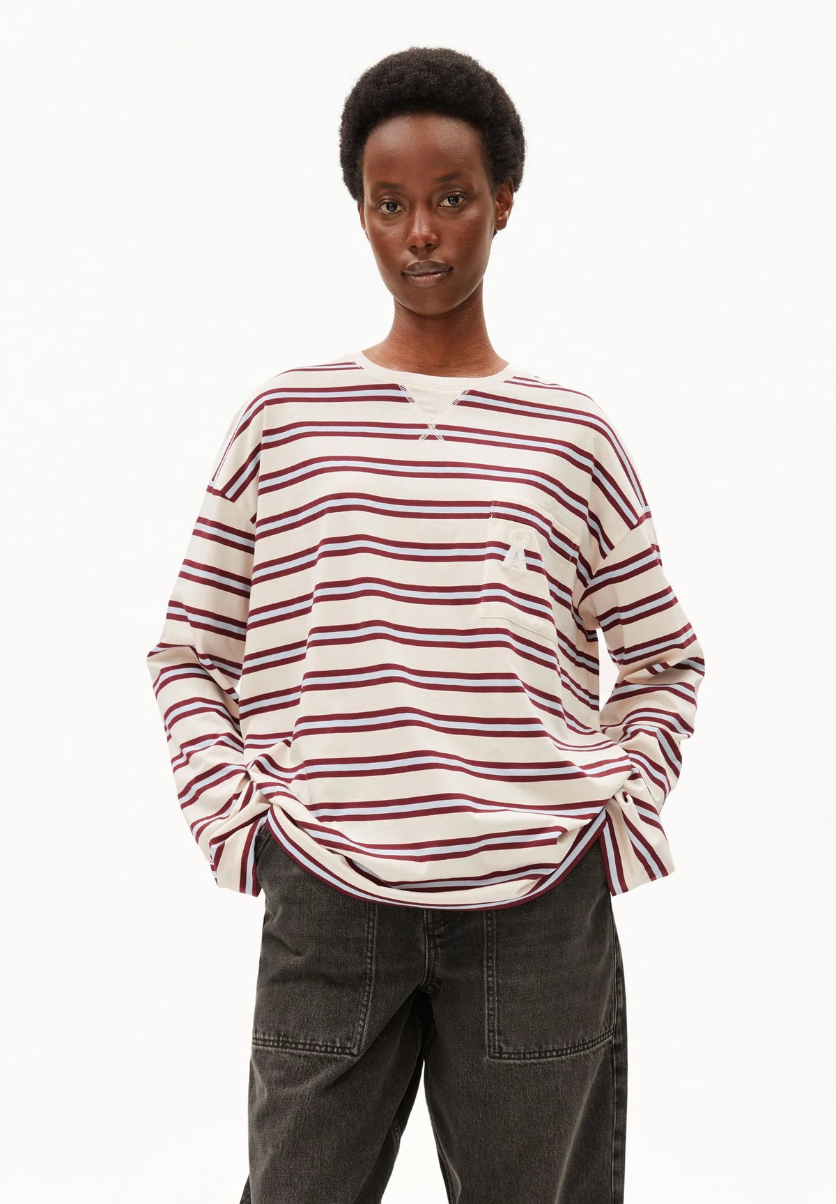 Iconic A Fietaa Stripe LS Undyed/Velvet Red/So Bild 1