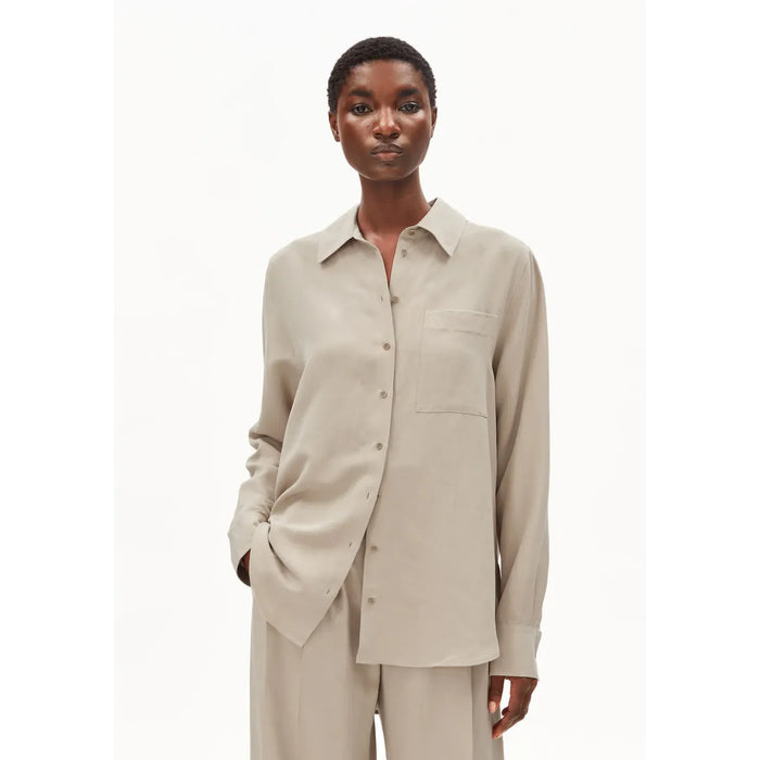 Linen Blend Shirt Blouse Sandstone Bild 1