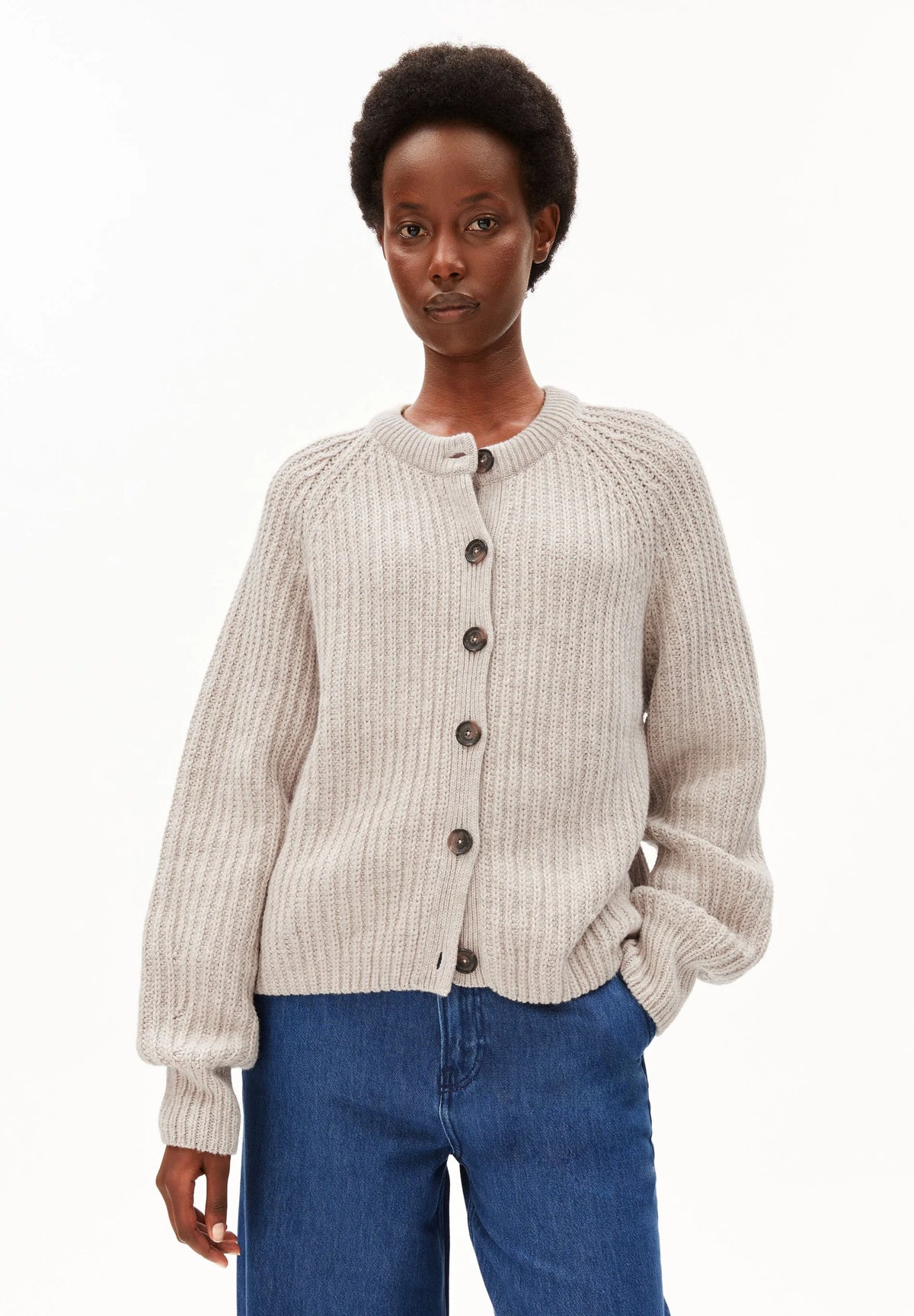 Rib Knit Cardigan Honey Melange Bild 1