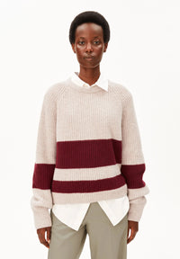 Rib Striped Knit Sweater Honey Melange/Velvet Bild 1