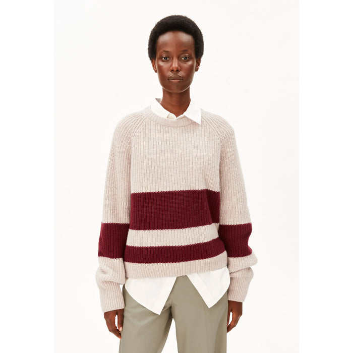 Rib Striped Knit Sweater Honey Melange/Velvet Bild 1