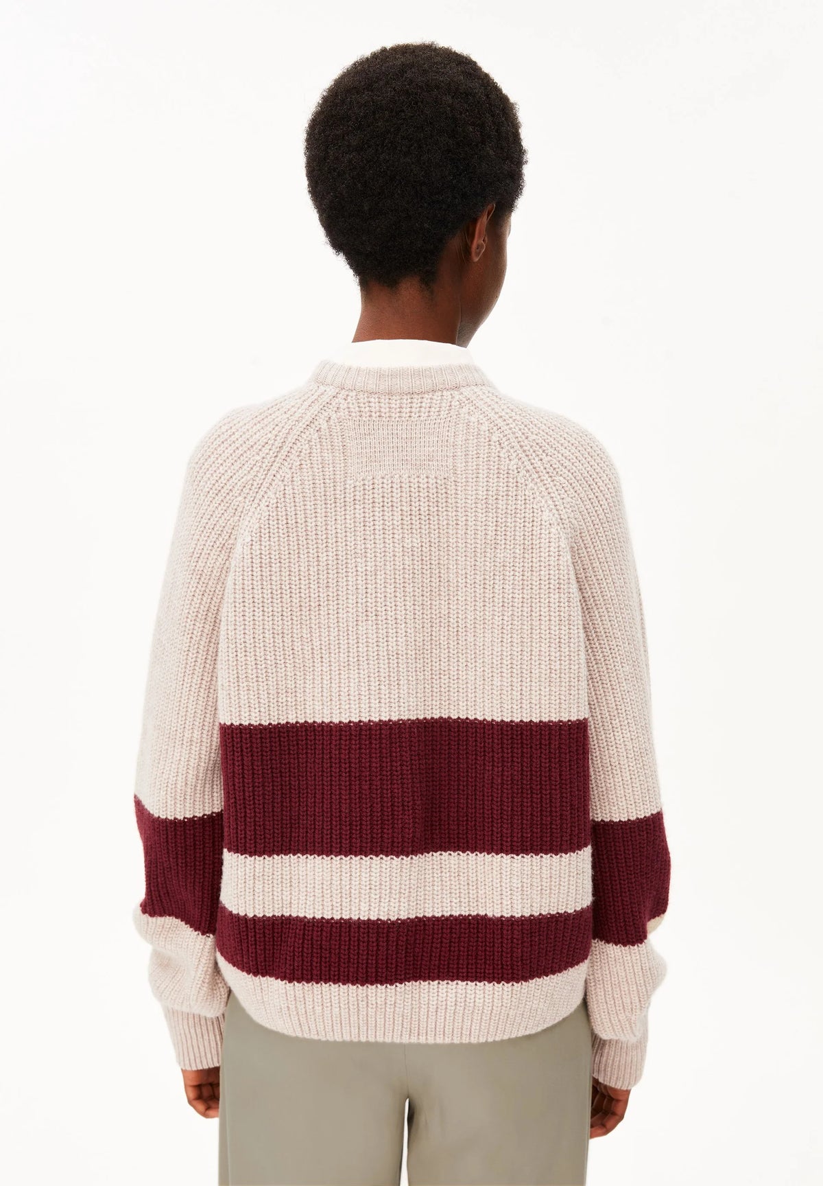 Rib Striped Knit Sweater Honey Melange/Velvet Bild 2