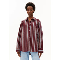 Stripe Loose Shirt Blouse Velvet Red/Amberwood Bild 1