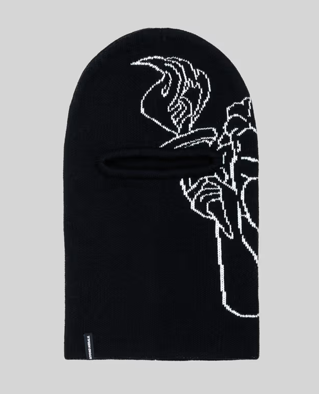 Jacquard Knit Balaclava Black Bild 1