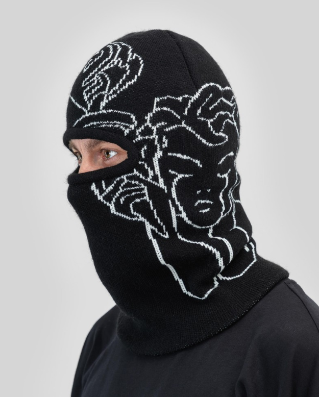 Jacquard Knit Balaclava Black Bild 2