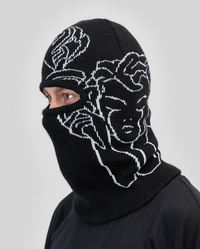 Jacquard Knit Balaclava Black Bild 2