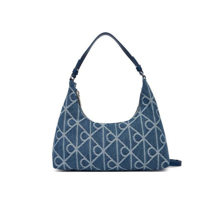 Emblem Aop Denim Shoulder Bag Denim JQD Medium Was Bild 1