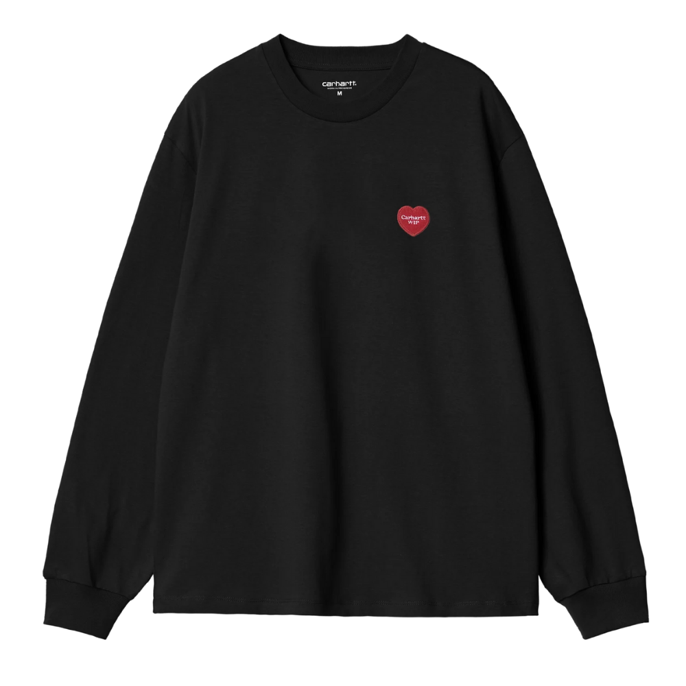 W L/S Heart Patch T-Shirt Black/Red Bild 1