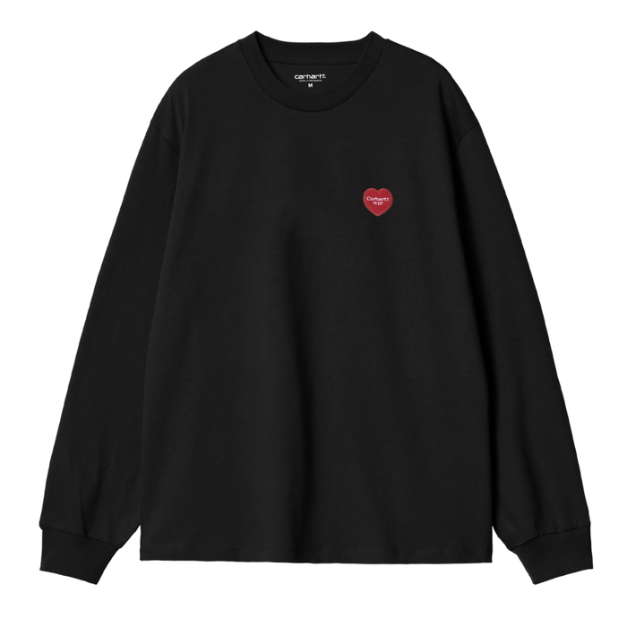 W L/S Heart Patch T-Shirt Black/Red Bild 1