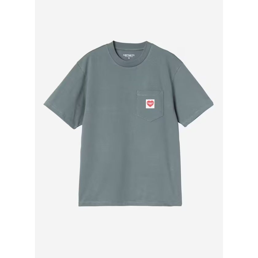 W SS Pocket Heart T-Shirt Cozy Blue/Red Bild 1