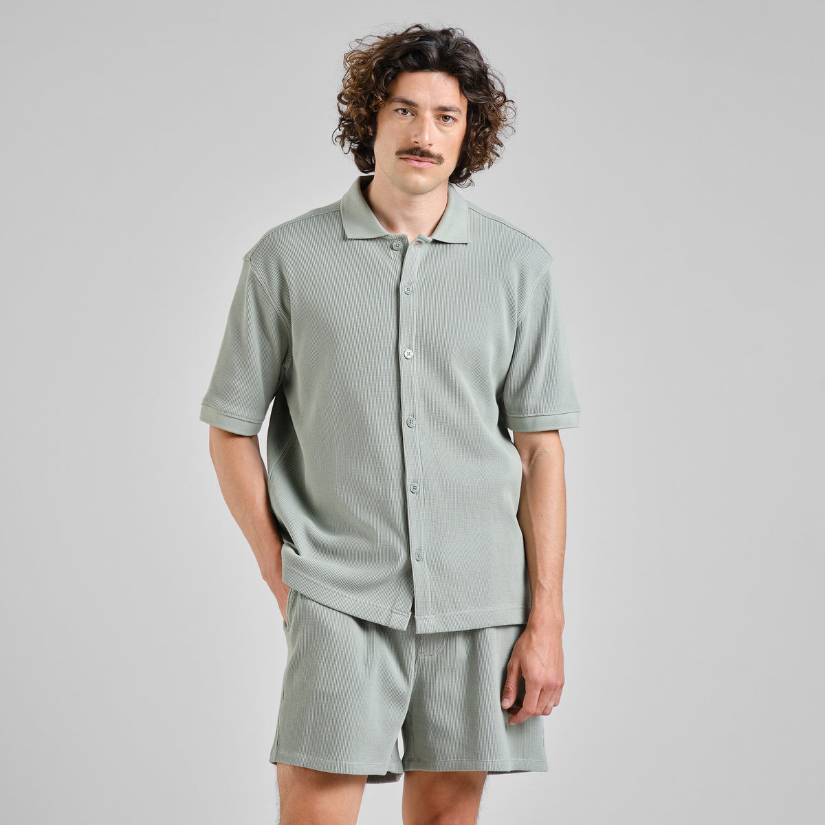 Shirt Falkvik Waffle Iceberg Green Bild 1