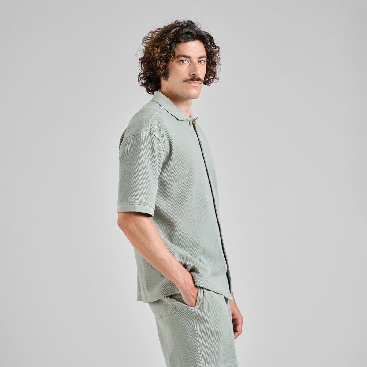 Shirt Falkvik Waffle Iceberg Green Bild 2