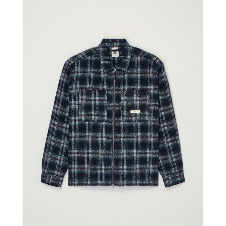 Fuzzy Check Zip Overshirt Brushed Plaid Dark S Bild 1