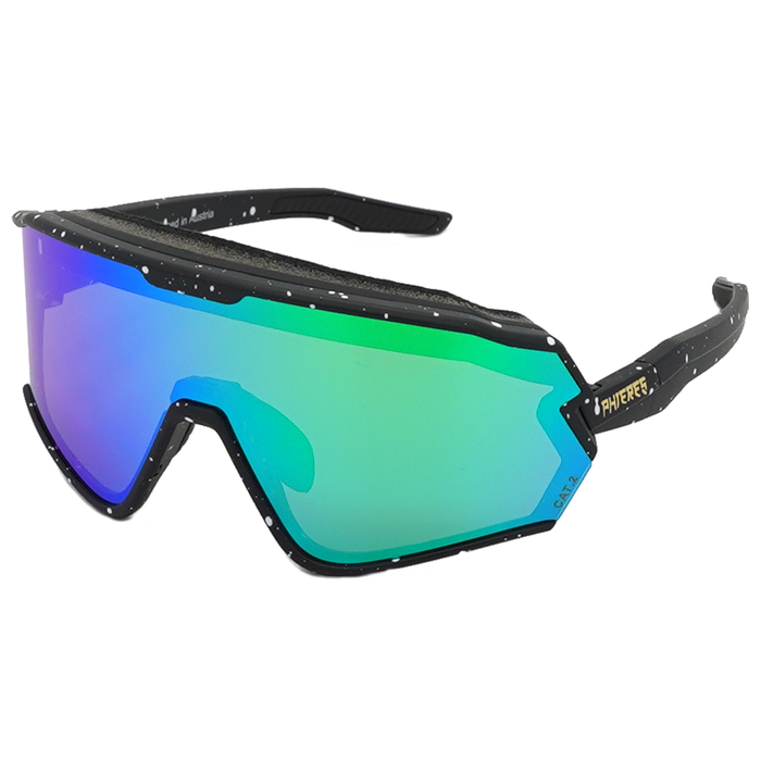 Sharkbiteph Plus - Phieres - Matt Black Splashes/ Pink Lens Full Revo Green - Technische Sonnenbrille