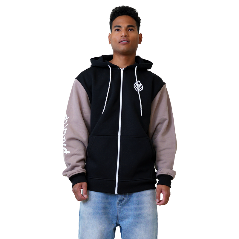 Yaphan Zip Hood - Phieres - Black Taupe - Zip Hoodie