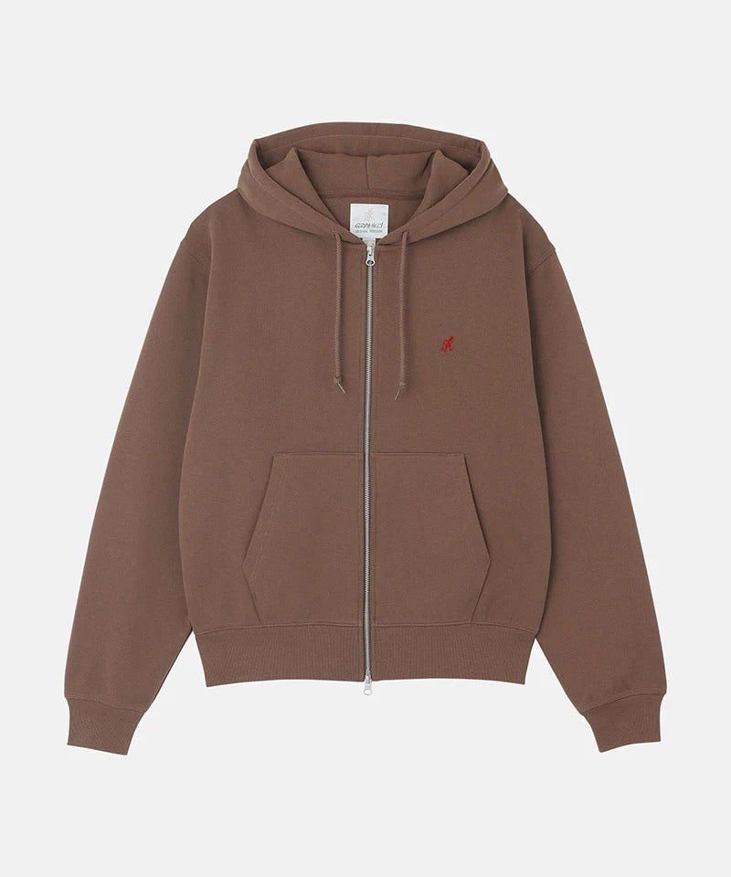 One Point Zip Hooded Sweatshirt Brown Bild 1