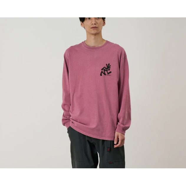 Running Man L/S Tee Pigment Dyed Red Pigment Bild 2