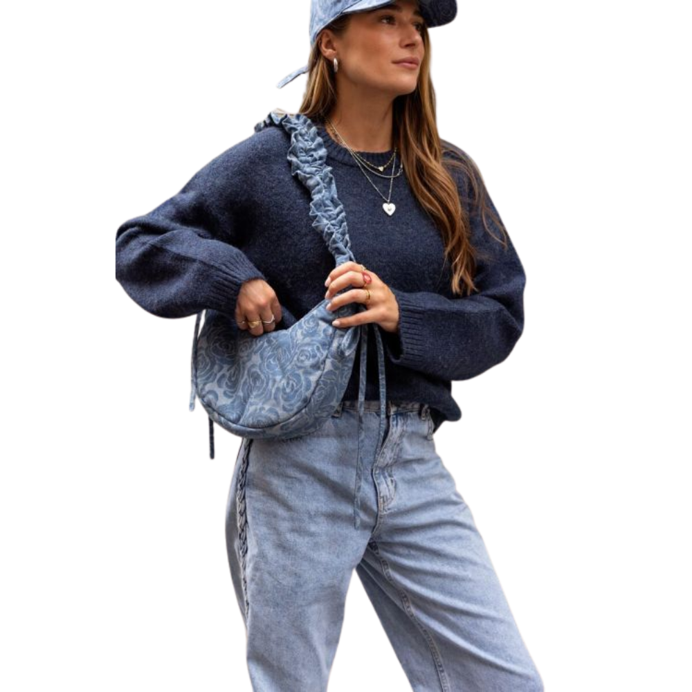 Bag crossbody ruffle strap roses Blue Bild 3