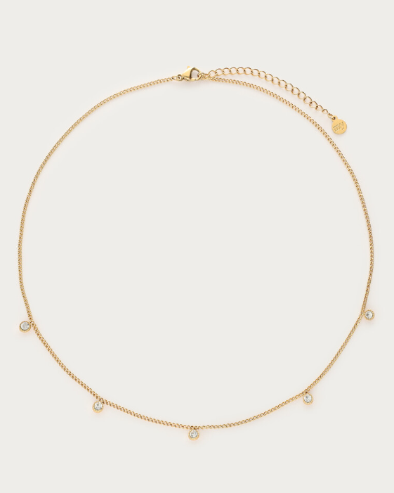 Ketting vijf strass steentjes Gold Bild 1