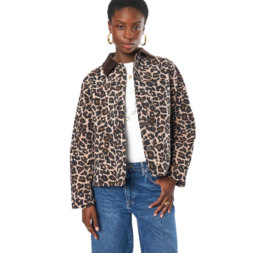 Leopard jacket with corduroy collar Print Bild 1