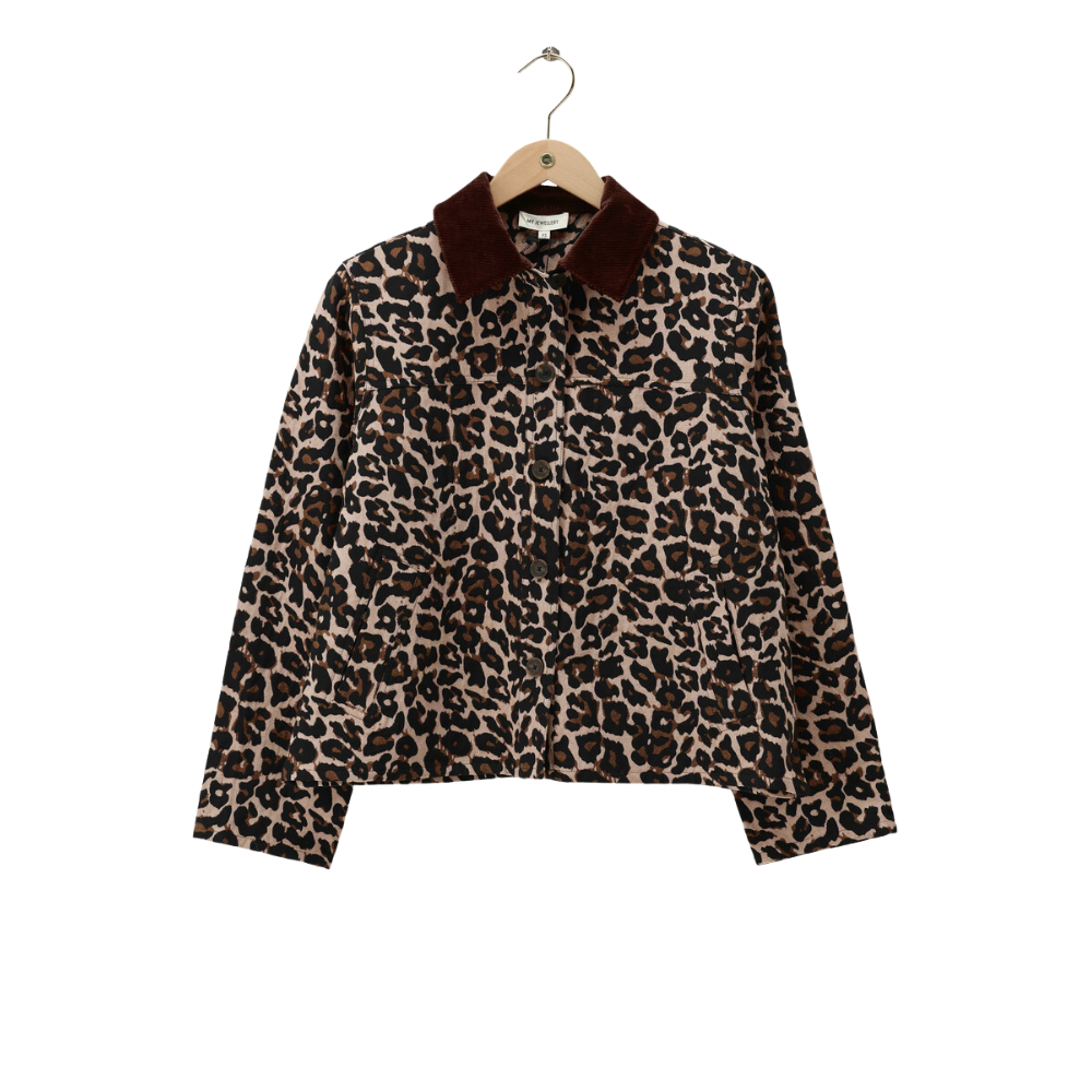 Leopard jacket with corduroy collar Print Bild 3