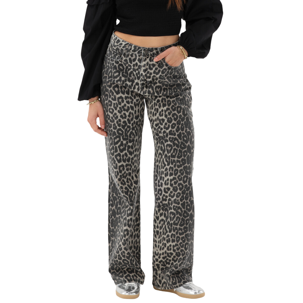 Leopard Jeans Beige Bild 1