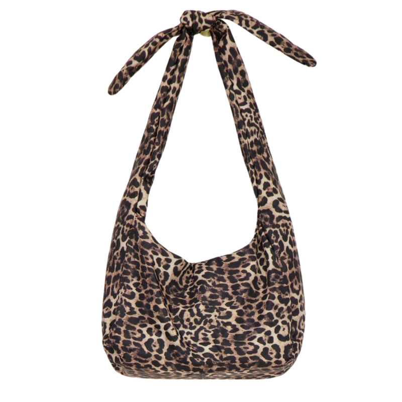 leopard print crossbody bag with bow de Brown Bild 1