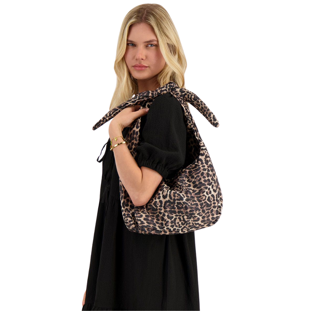 leopard print crossbody bag with bow de Brown Bild 2