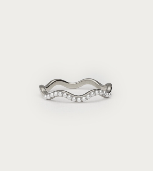 Ring mit Kunstperlen im Swirl-Desig Silber Bild 1