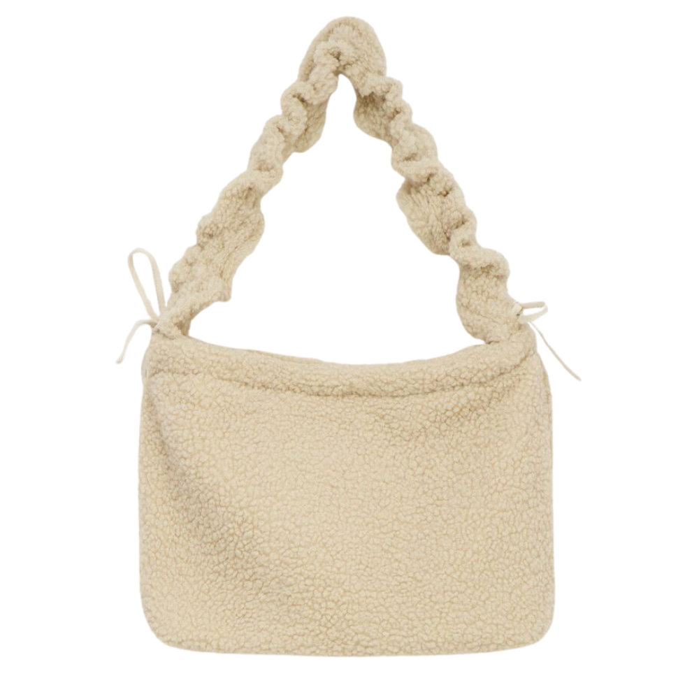 Shopper puffer teddy ruffle strap Beige Bild 1