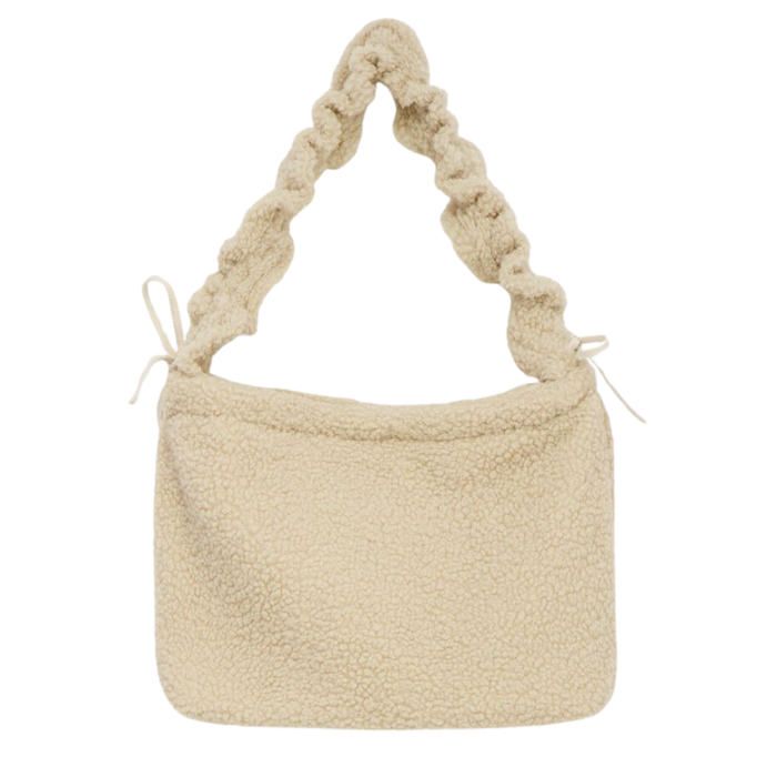 Shopper puffer teddy ruffle strap Beige Bild 1