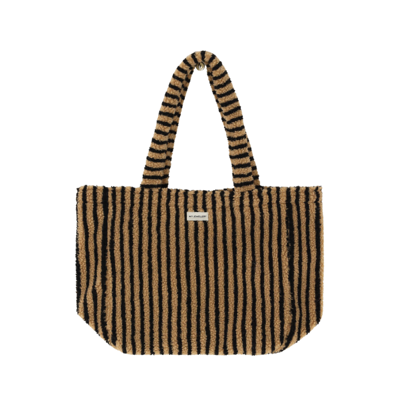 Shopper teddy stripes Beige/black Beige Bild 1