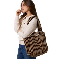 Shopper teddy stripes Beige/black Beige Bild 4