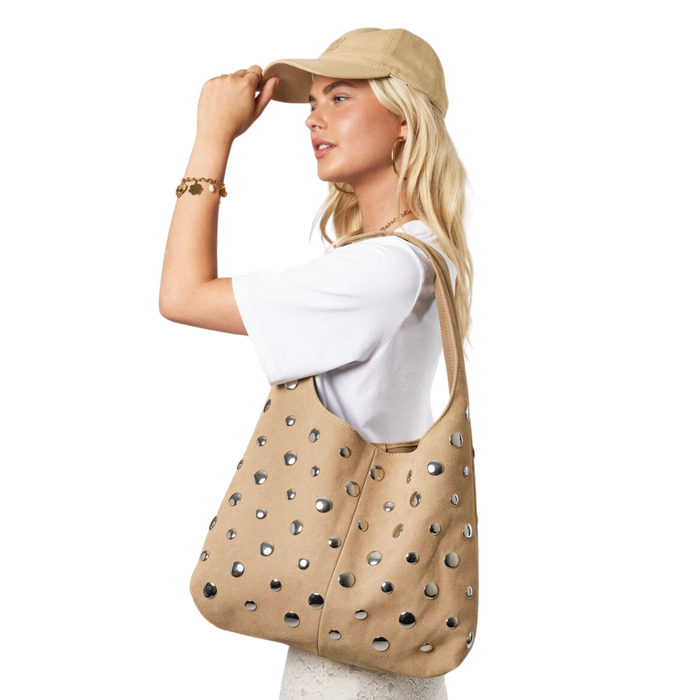 Shoulder bag big studs Beige Bild 2