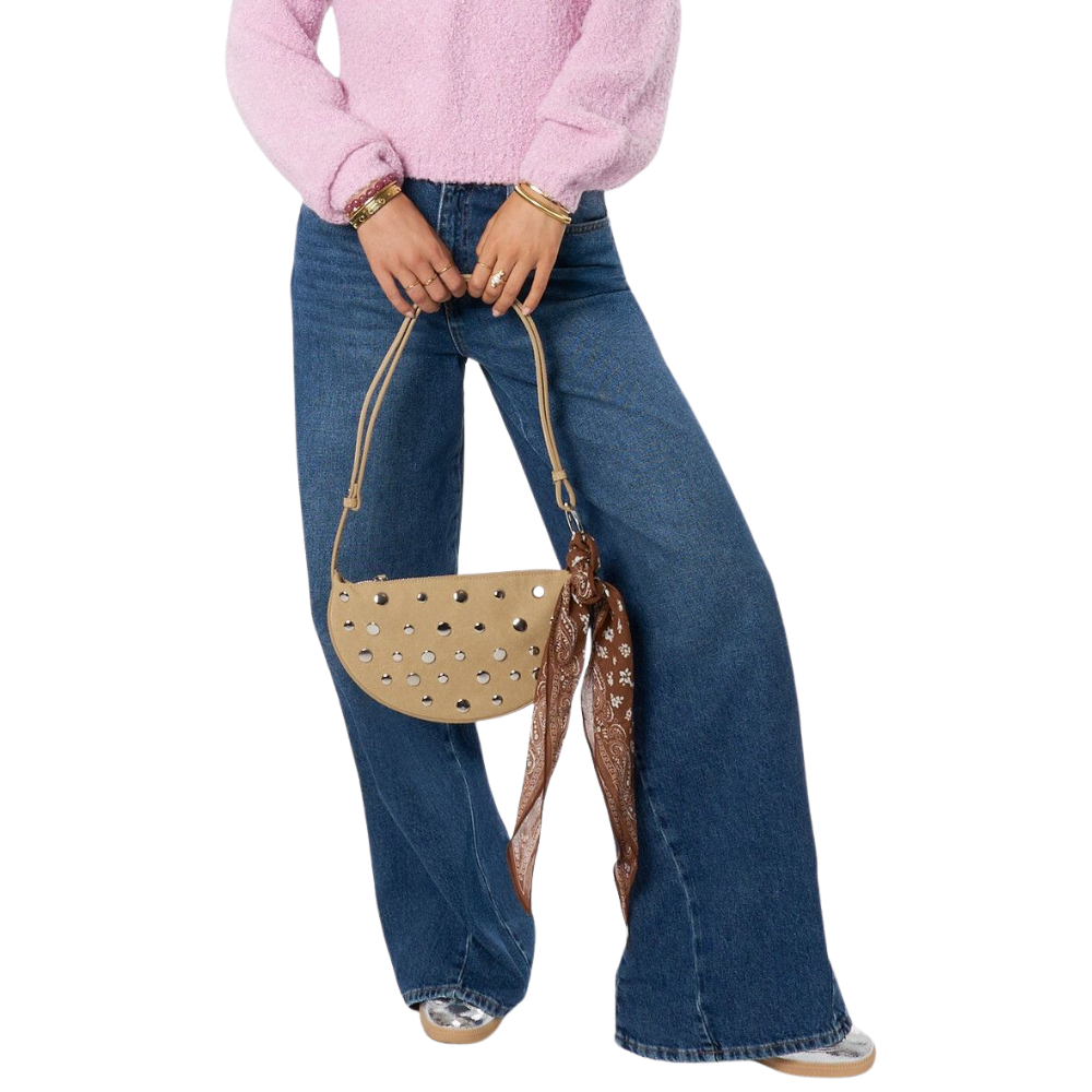 Umhängetasche mit Nieten Beige Bild 2