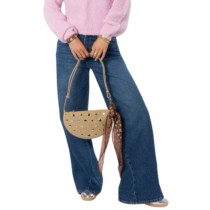 Umhängetasche mit Nieten Beige Bild 2