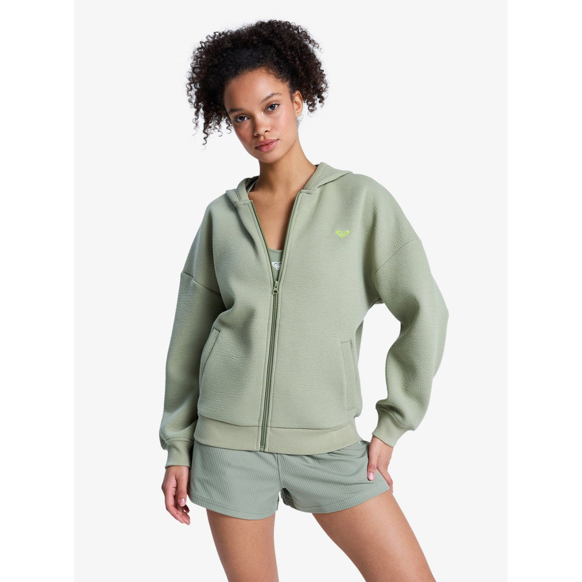 Rise And Vibe Textured Hoodie Oil Green Bild 1