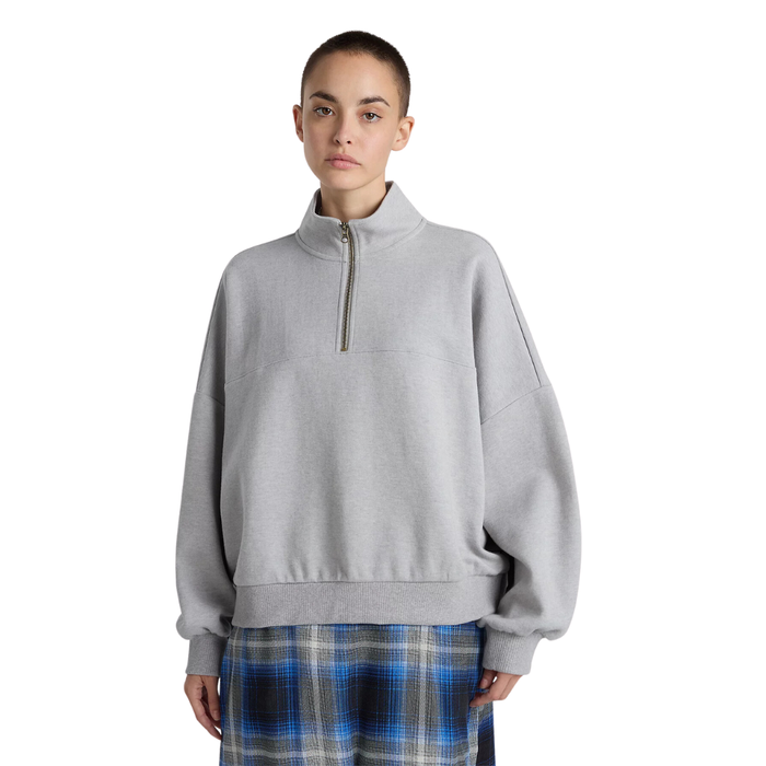 Elevated Double Knit Loose Mock Neck Cement Heather Bild 1