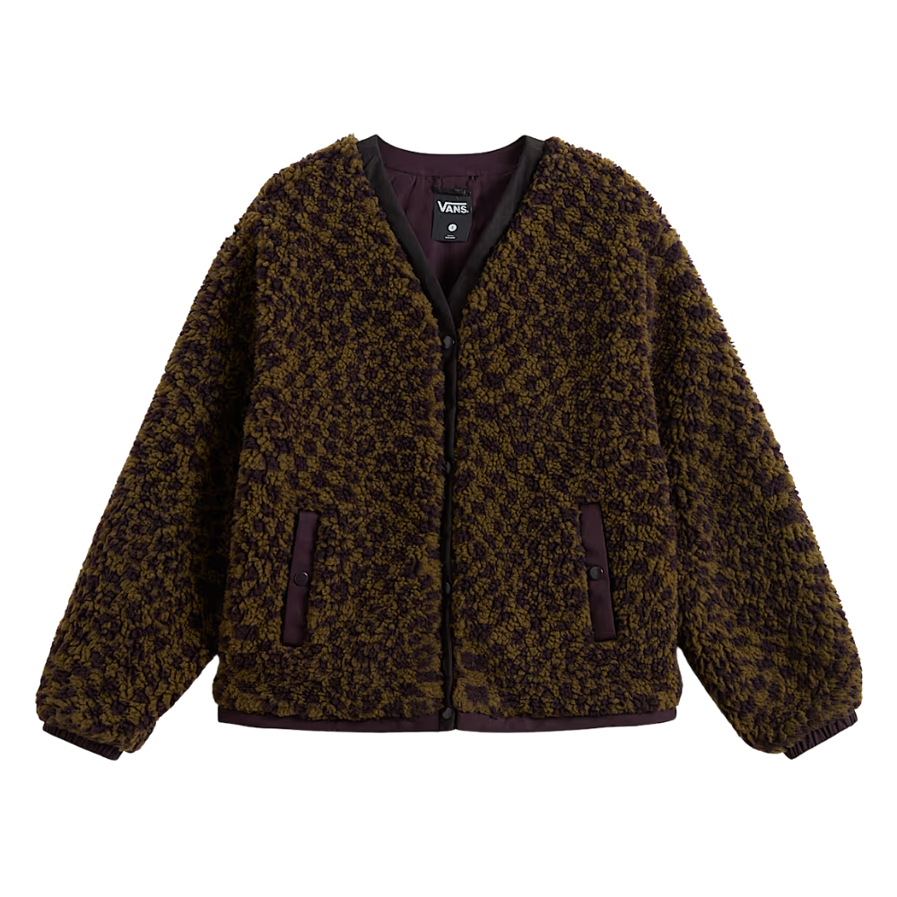 W Suffolk Cheetah Check Pile Coat Dark Port Bild 1