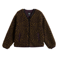 W Suffolk Cheetah Check Pile Coat Dark Port Bild 1