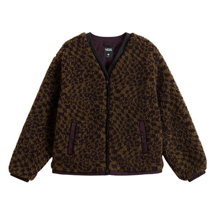 W Suffolk Cheetah Check Pile Coat Dark Port Bild 1