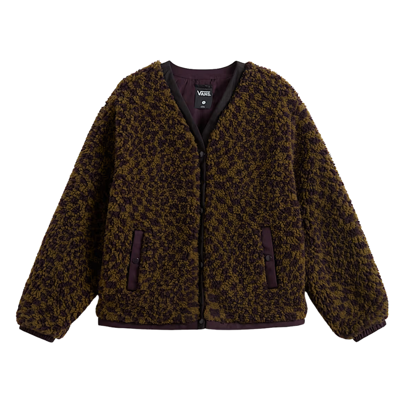 W Suffolk Cheetah Check Pile Coat Dark Port Bild 1