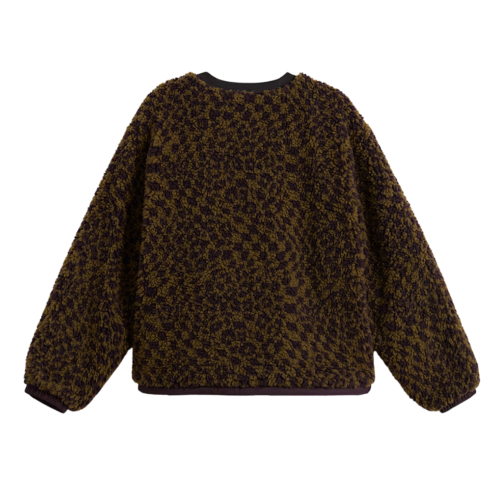 W Suffolk Cheetah Check Pile Coat Dark Port Bild 2
