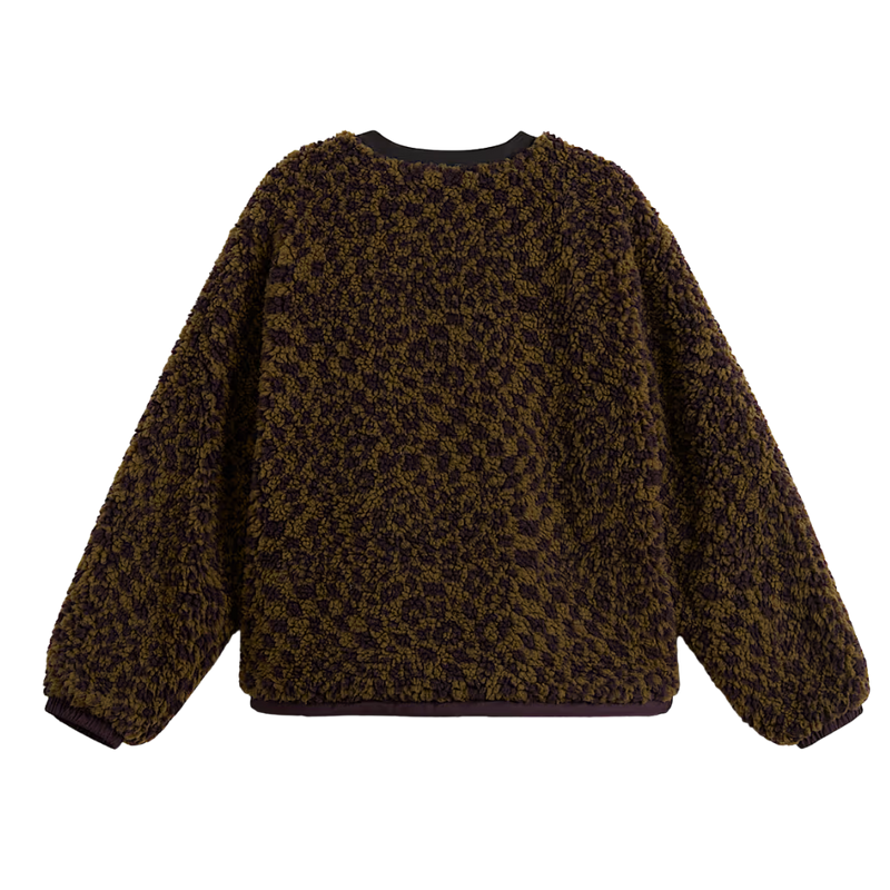 W Suffolk Cheetah Check Pile Coat Dark Port Bild 2