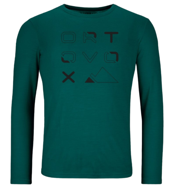 Ortovox - 185 MERINO BRAND OUTLINE LS M - dark pacific -  Funktions-Shirt Langarm