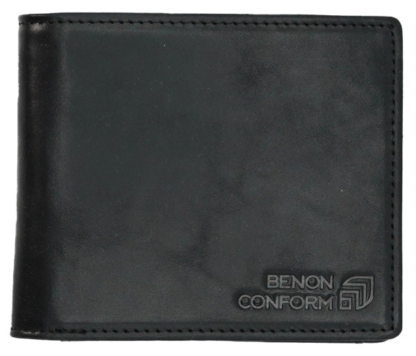 Benothing Bifold - Benon Conform - Black - Ledergeldtasche