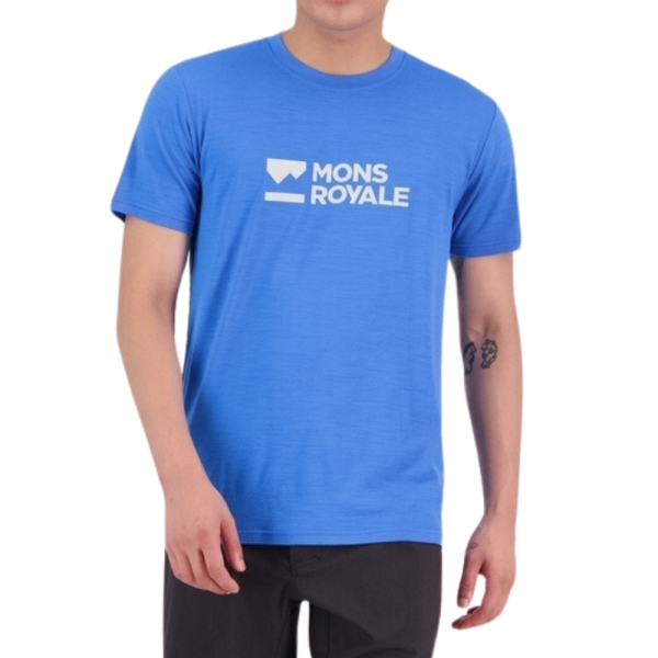 Mons Royale - Icon Merino Air-Con T-Shirt - Pop Blue - Outdoor-Shirt  Kurzarm